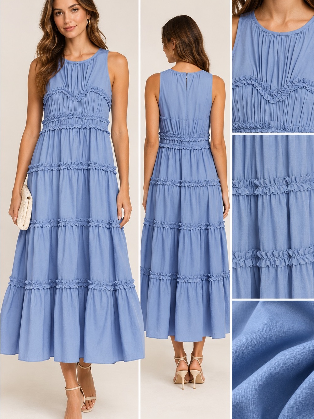 cinq a sept Sirrina dress Sz 2 blue hydrangea ruffle tiered dress nwt